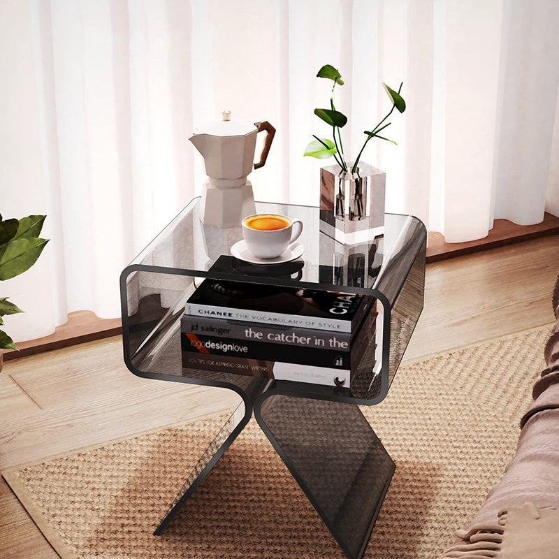 Minimalist Rectangular Acrylic 2-Tier End Table
