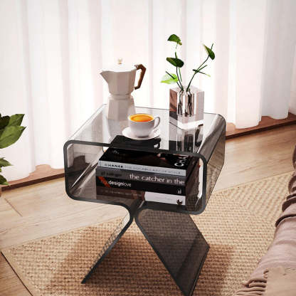 Minimalist Rectangular Acrylic 2-Tier End Table