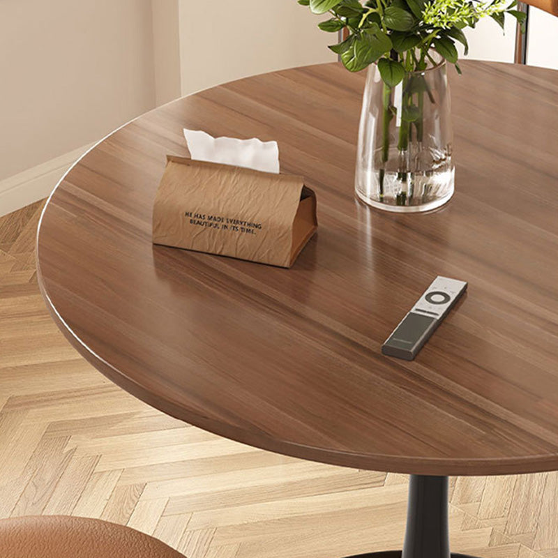Modern Faux Wood Grain Steel End Table — Walnut Color