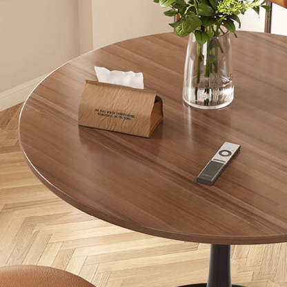 Modern Faux Wood Grain Steel End Table — Walnut Color