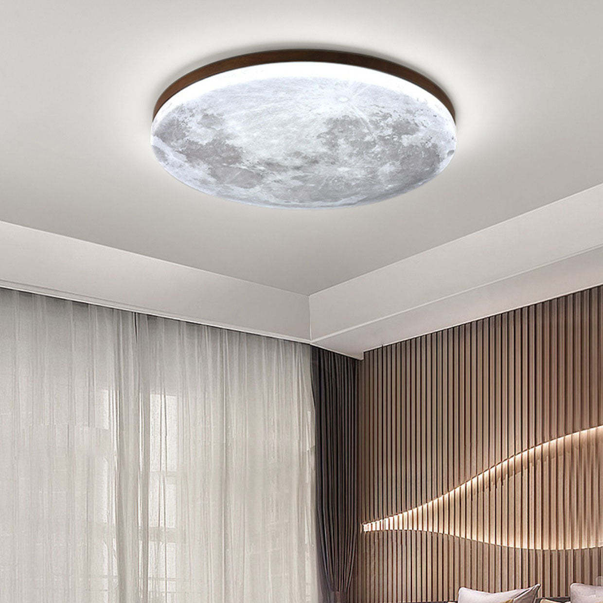 Nordic Minimalist Moon Round Acrylic LED Flush Mount Light