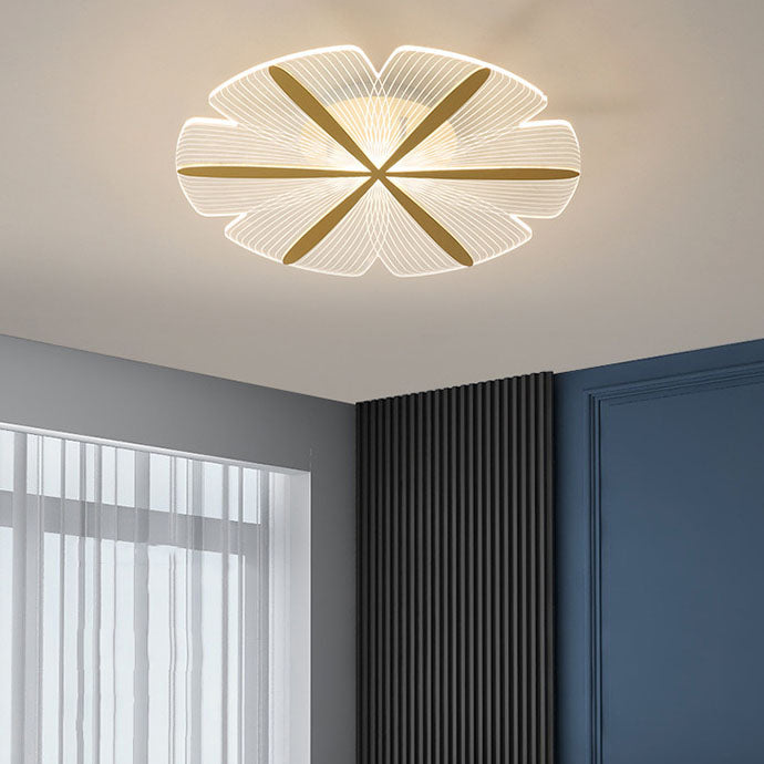 Gold minimalist petal round flush mount lighting — Cool White (6000K) / 220V-240V (UK/AU)
