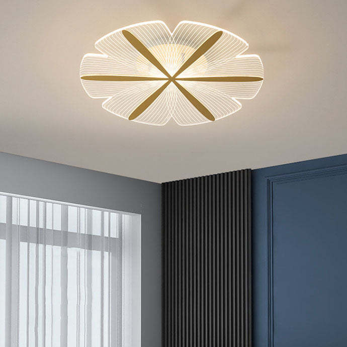 Minimalist Acrylic Petal Round Gold LED Flush Mount Light