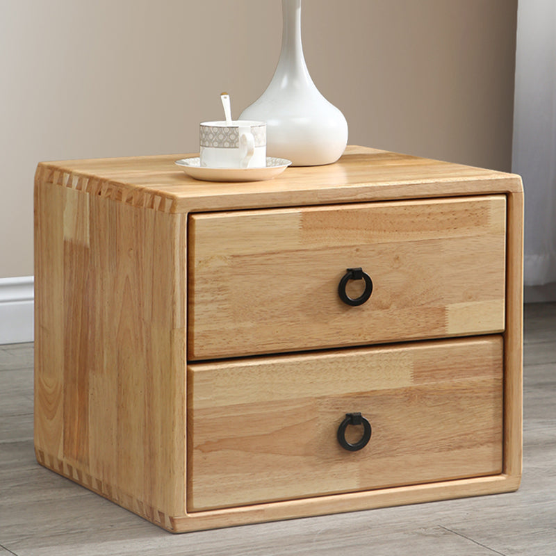 Modern Rubber Wood Metal 1/2-Drawer Nightstand