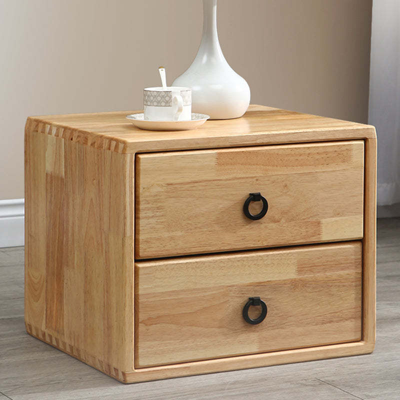 Modern Rubber Wood Metal 1/2-Drawer Nightstand