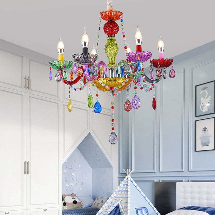 Modern Luxe Crown Iron Glass Crystal Chandelier