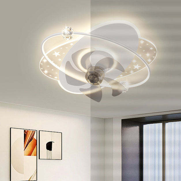 Lighom creative semi-flush round black ceiling fans