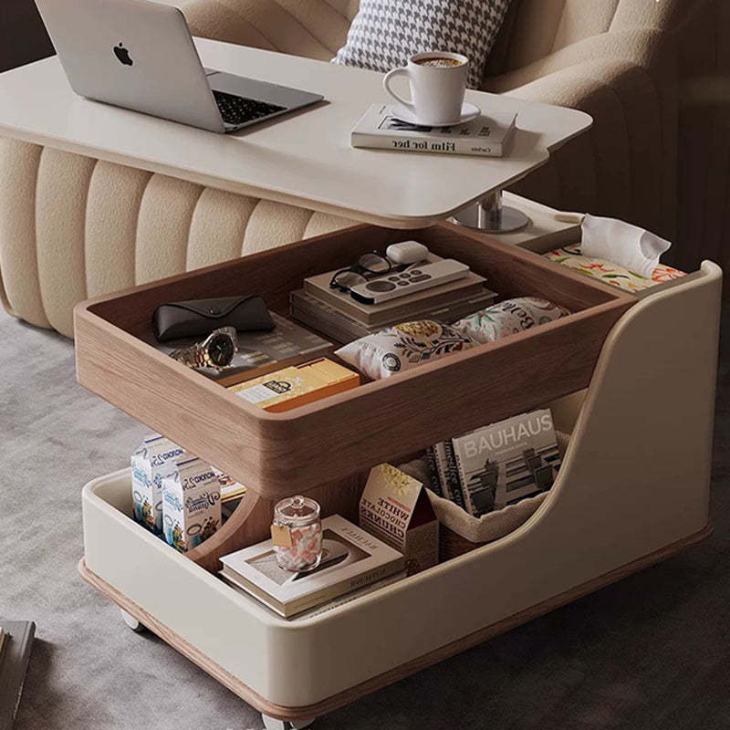 Nordic Sintered Stone Rectangular Side Table 3-Tier Casters