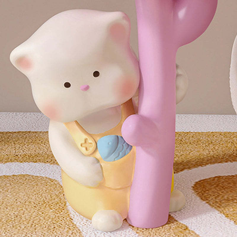 Contemporary Kids Cat Flower Resin End Table