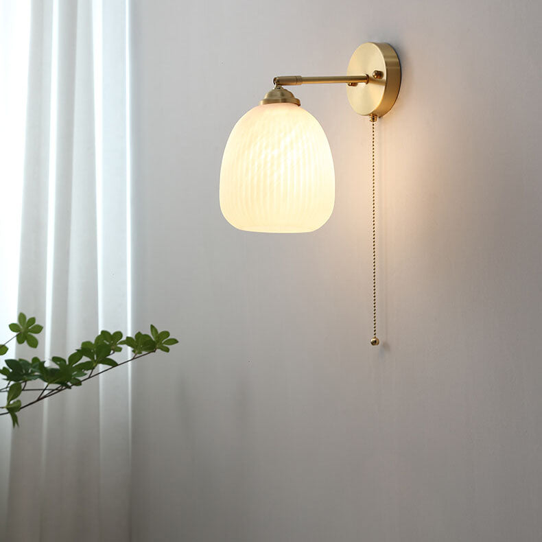 Striped milk brass wall sconces for hallway — 220V-240V (UK/AU)