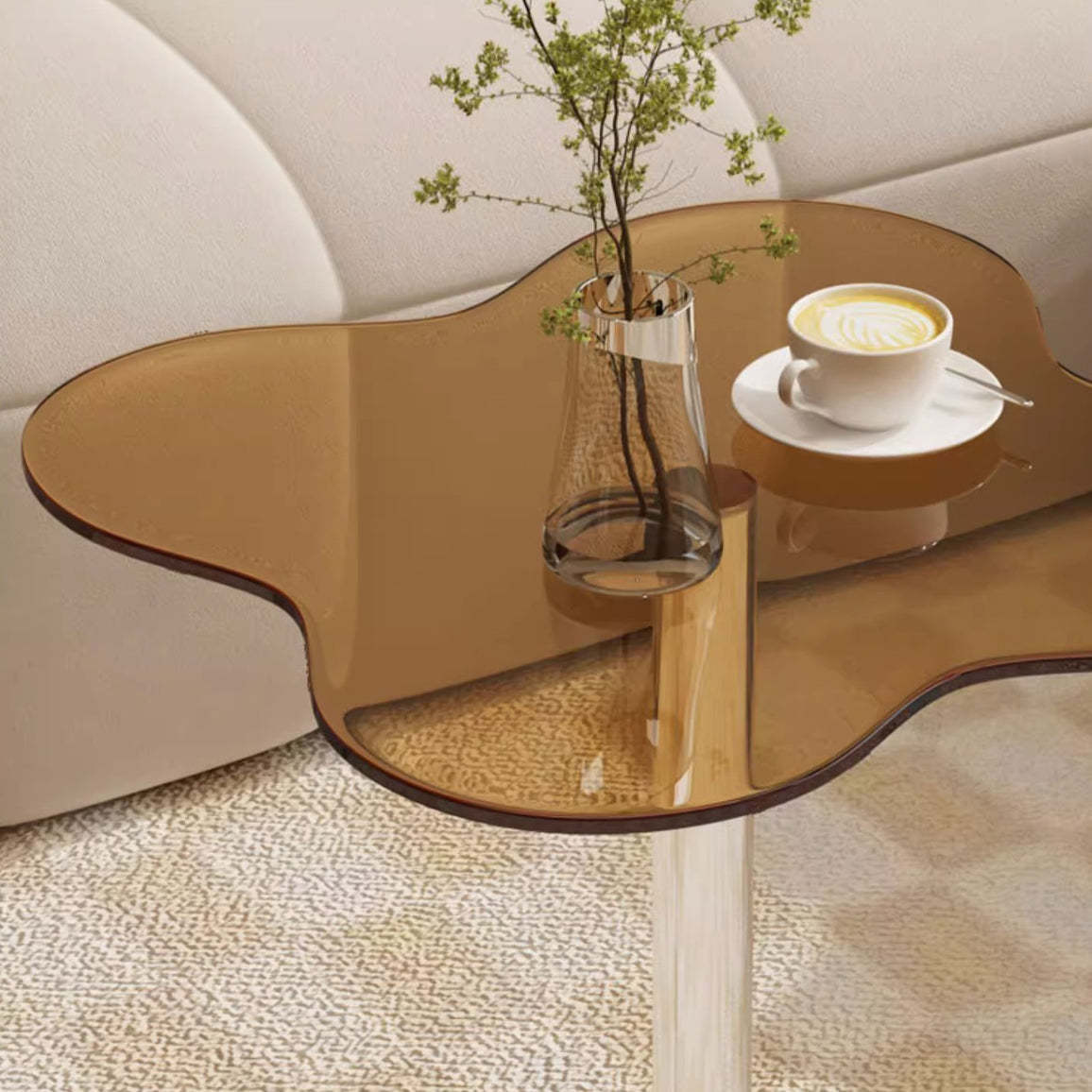 Minimalist Cylinder Petal Glass Coffee Table