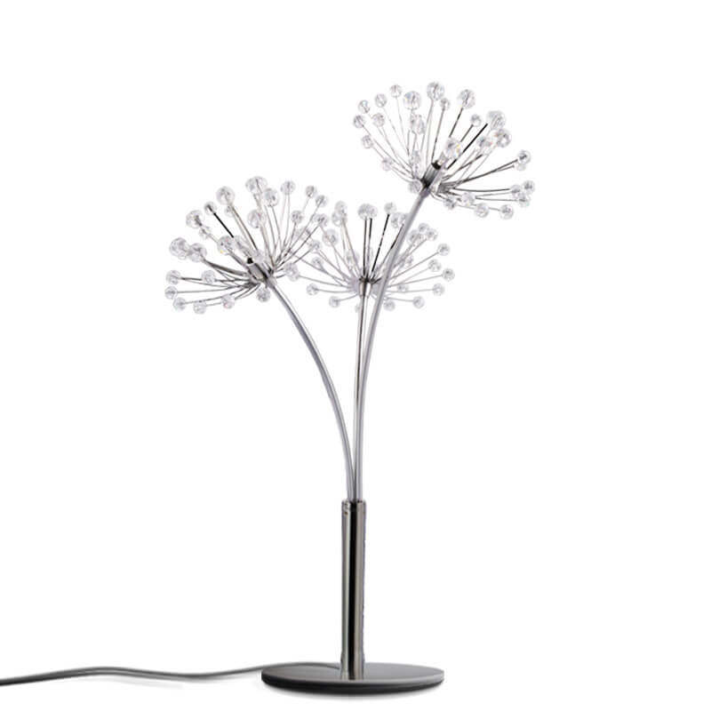 Nordic Dandelion Crystal Bead Iron 3-Light Table Lamp — Dimmer Switch / White Light (5000K) / 110V-120V For US/CA