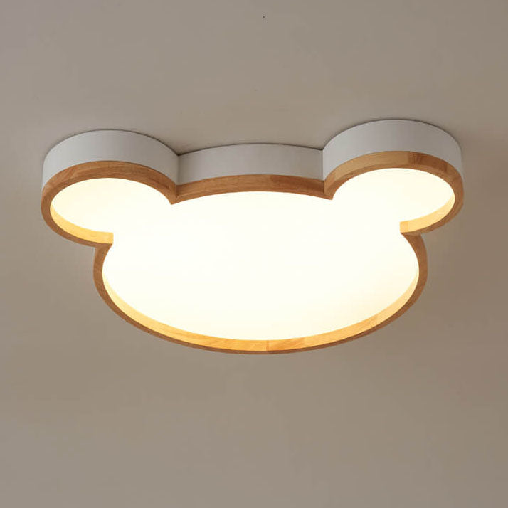 Nordic Wood Bear LED Kids Flush Mount Light