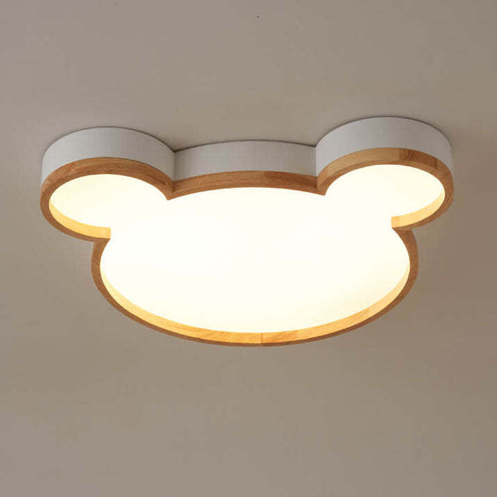 Nordic Wood Bear LED Kids Flush Mount Light