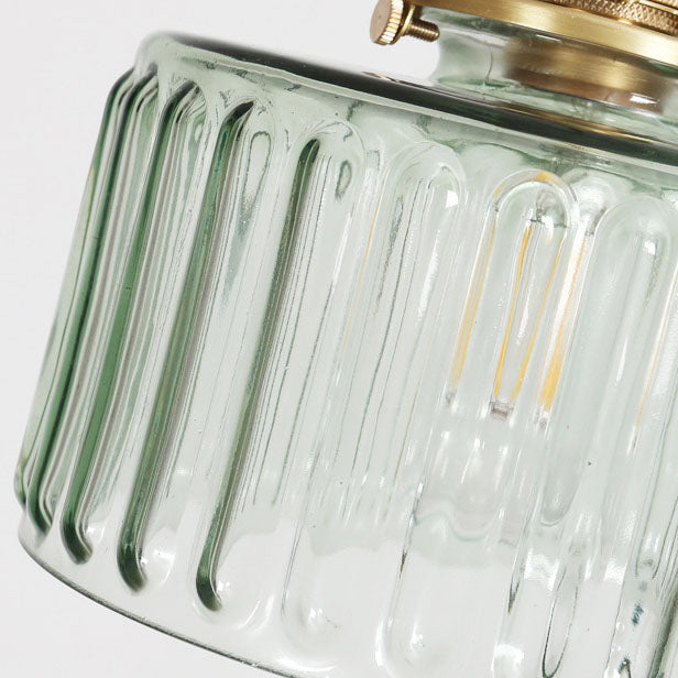 Japanese Vintage Brass Glass Jar Pendant