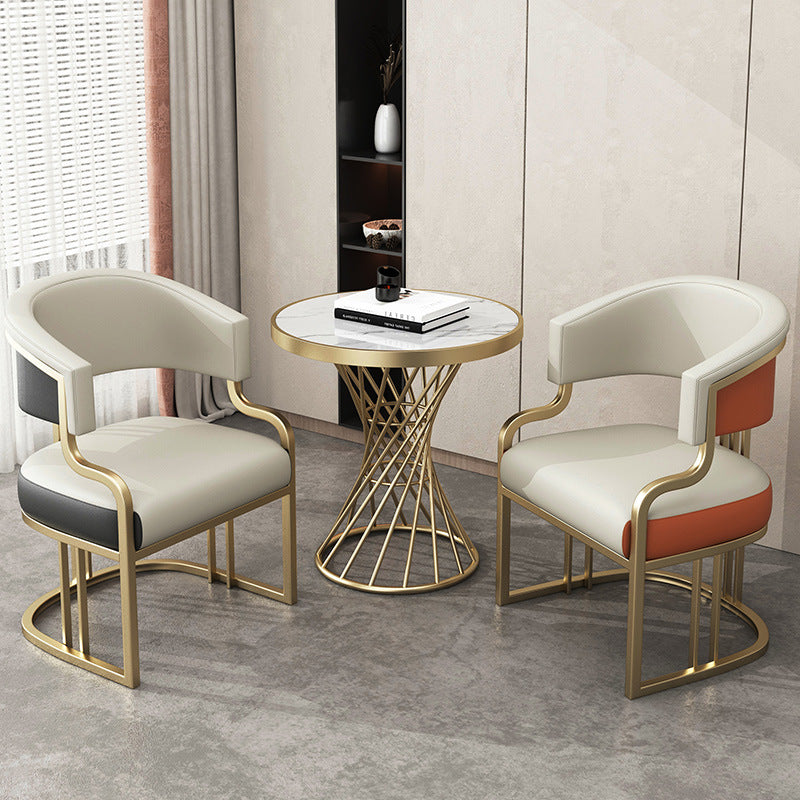 Modern Arch Leather Iron Dining Chair — Normal - Orange
