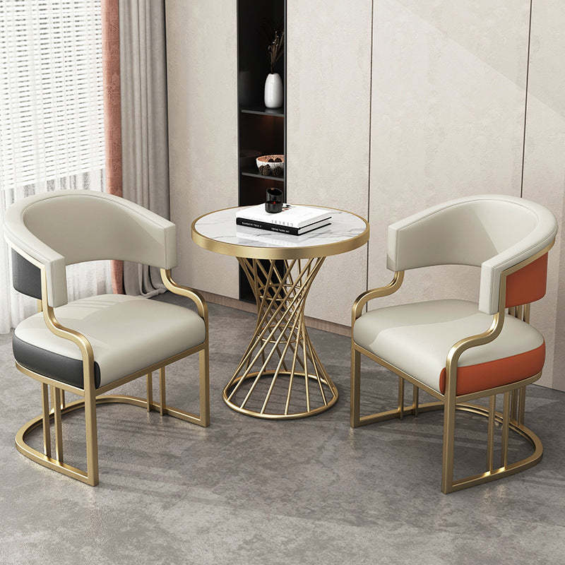Modern Arch Leather Iron Dining Chair — Normal - Orange