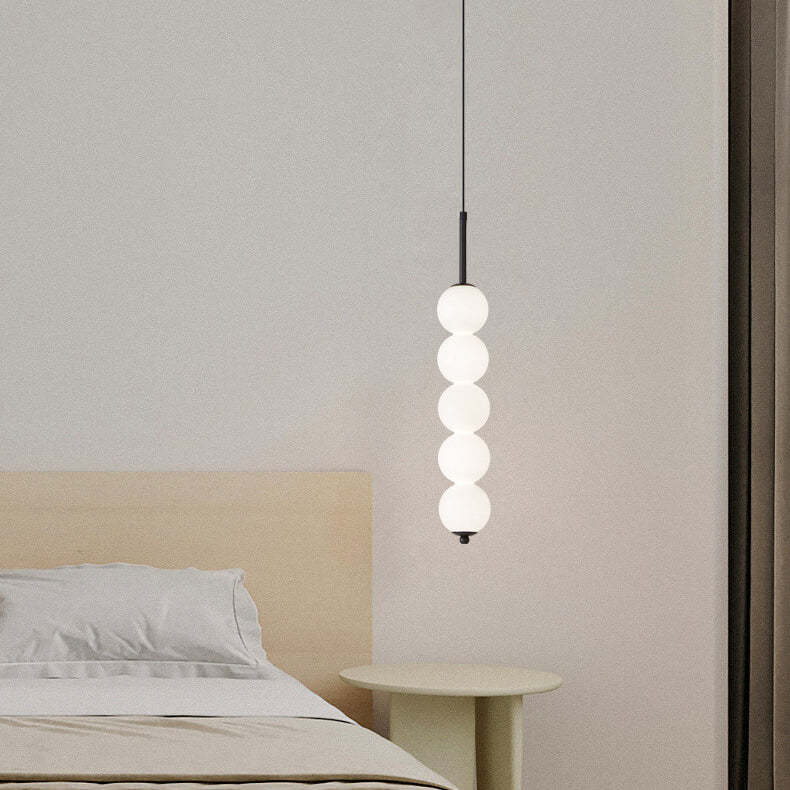 Nordic Brass Spherical Glass Strip LED Pendant Light