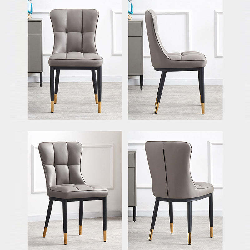 Nordic Lattice Leather Steel Dining Chair