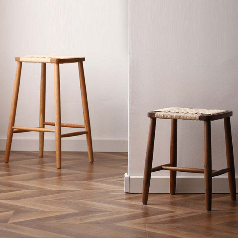 Japanese Rope Woven Wooden Bar Stool — Walnut + Coffee Color Paper Rope