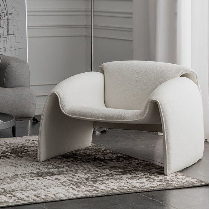 Minimalist Plywood Lambswool Accent Chair — Lambswool - White