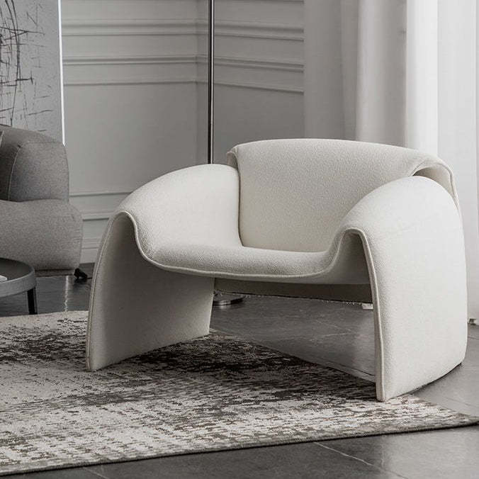 Minimalist Plywood Lambswool Accent Chair — Lambswool - White