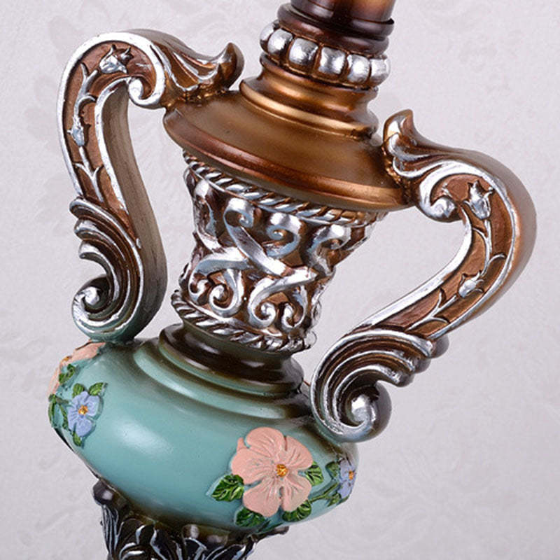 European Blue Fabric Tassel Resin Table Lamp