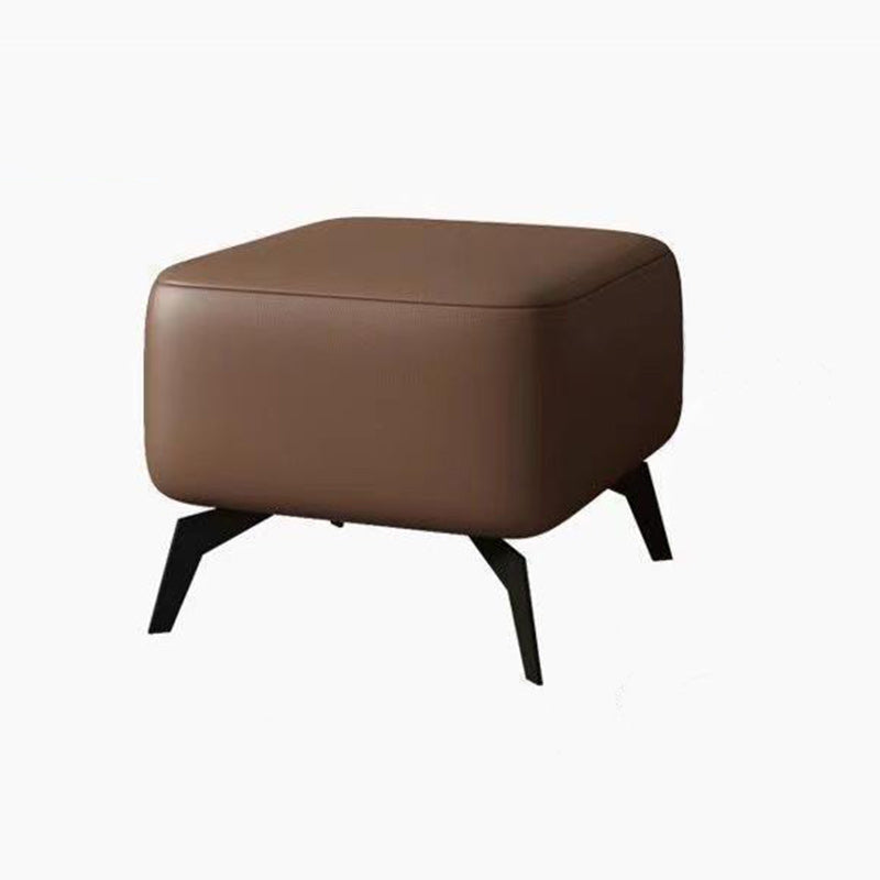 Scandinavian Leather Accent Chair With Footrest