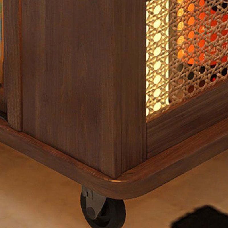 Retro Wood Foldable Coffee Table On Casters Storage