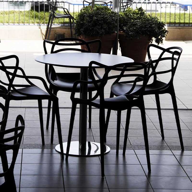 Contemporary Curved Plastic Acrylic Dining Chair — Gray
