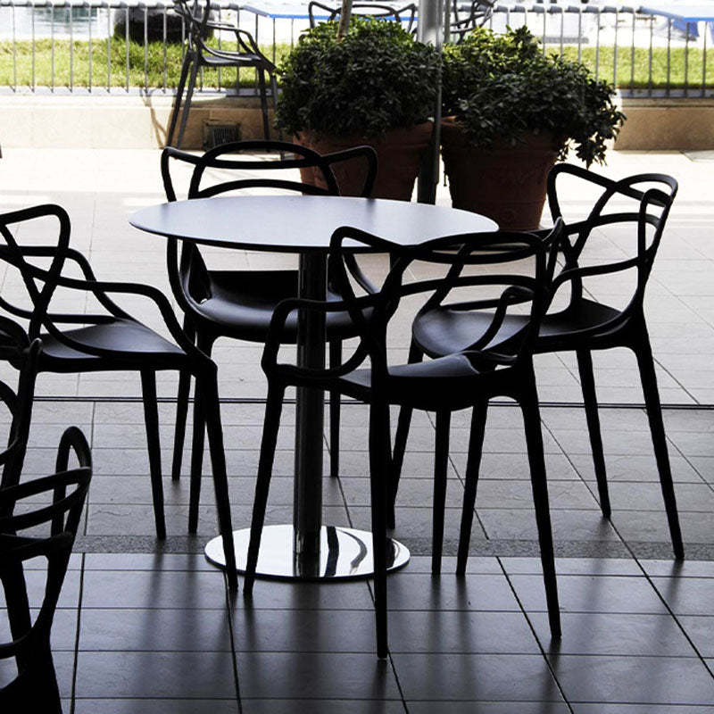 Contemporary Curved Plastic Acrylic Dining Chair — Gray