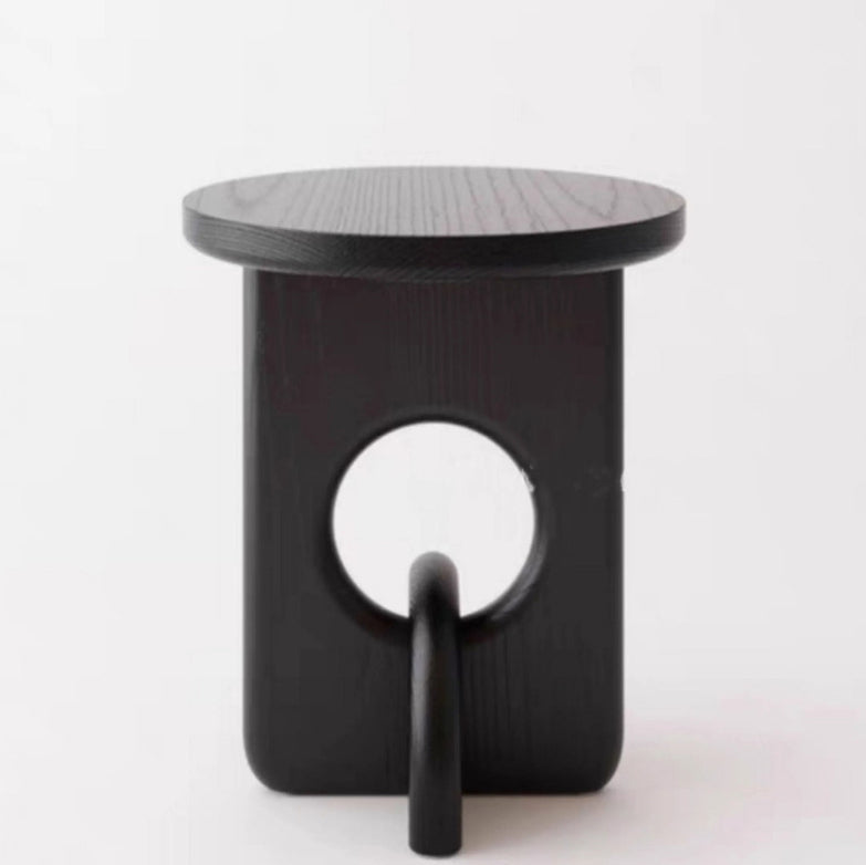 Minimalist Round Cross Ash Wood End Table