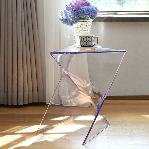 Minimalist Irregular Triangle Plastic End Table — Transparent Color