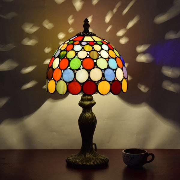 Traditional Tiffany Dome Aluminum Glass Table Lamp