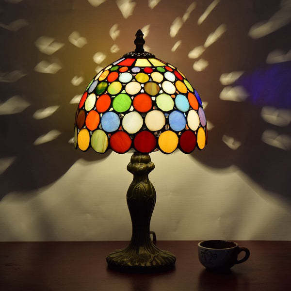 Traditional Tiffany Dome Aluminum Glass Table Lamp