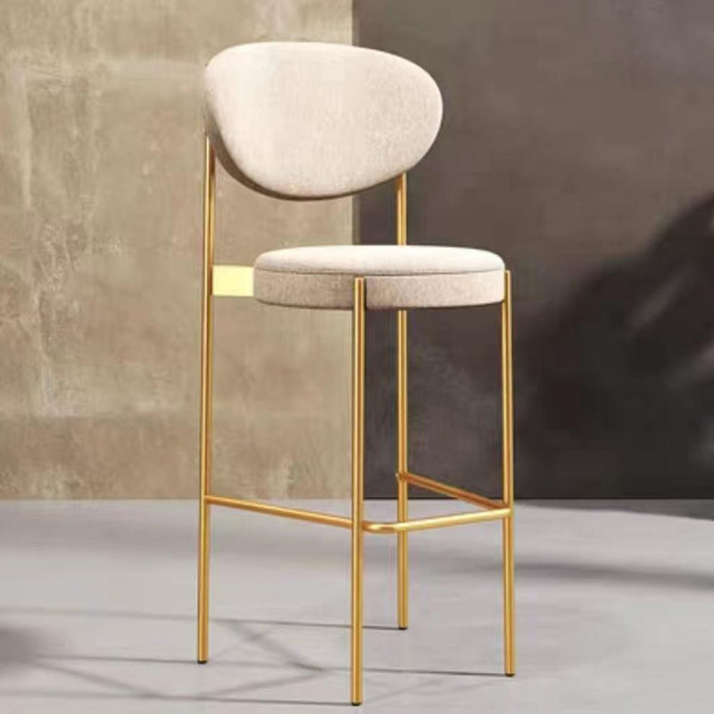 Scandinavian Oval Fabric Iron Bar Stool — Gold / Light Pink