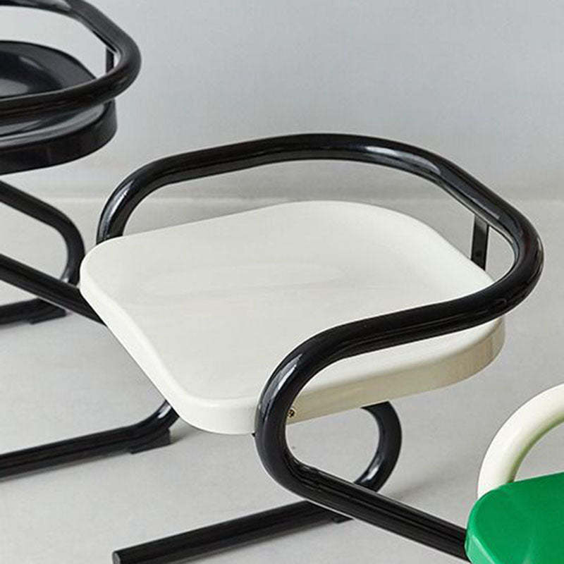 Mid-Century Curved Metal Dining Chair — Green Bracket / Green Chair Seat