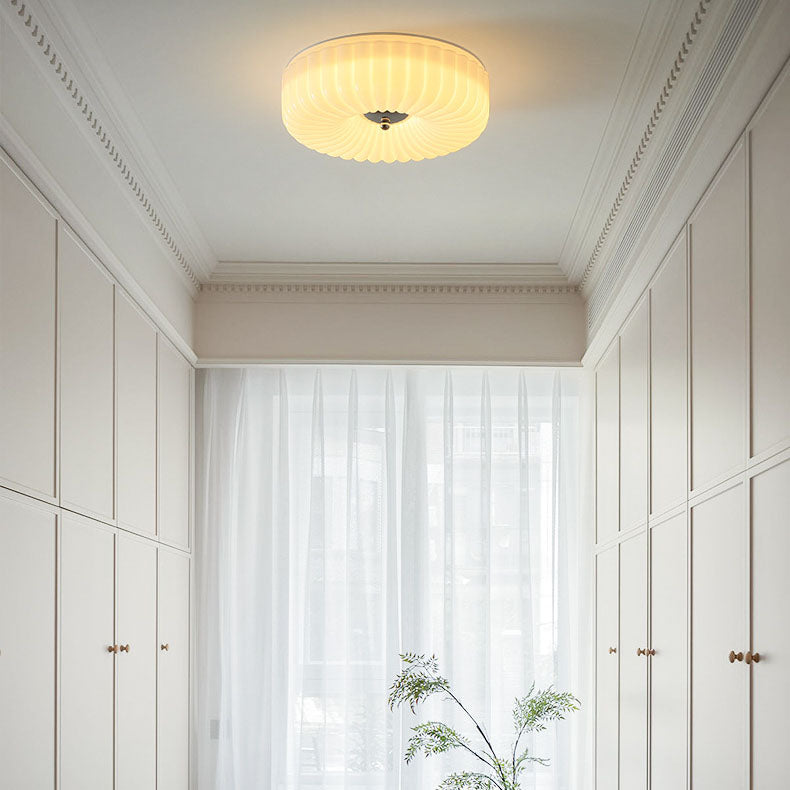 Nordic Striped Glass Round LED Flush Mount Light