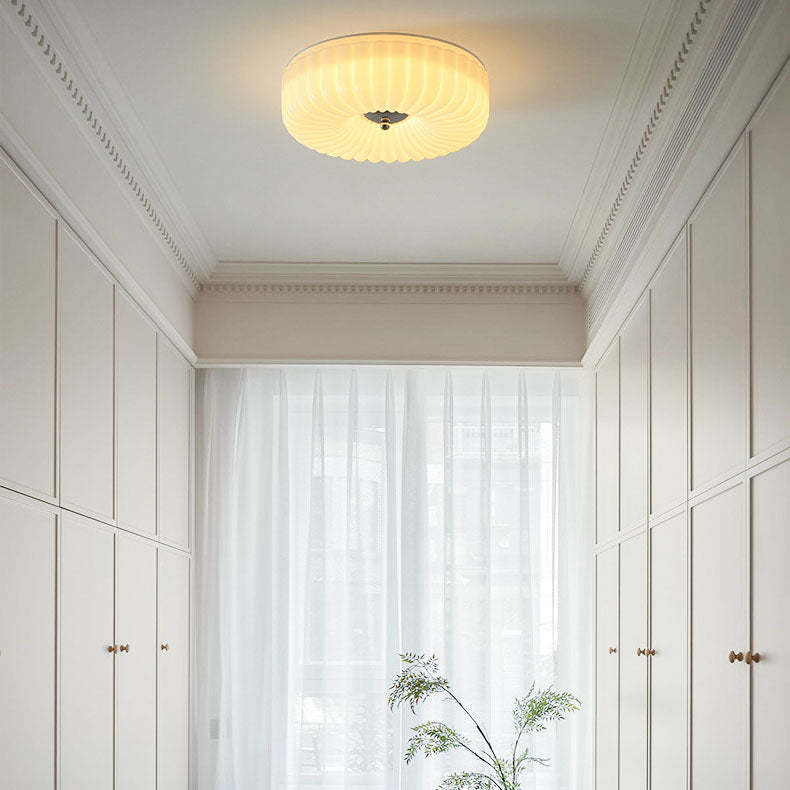 Nordic Striped Glass Round LED Flush Mount Light