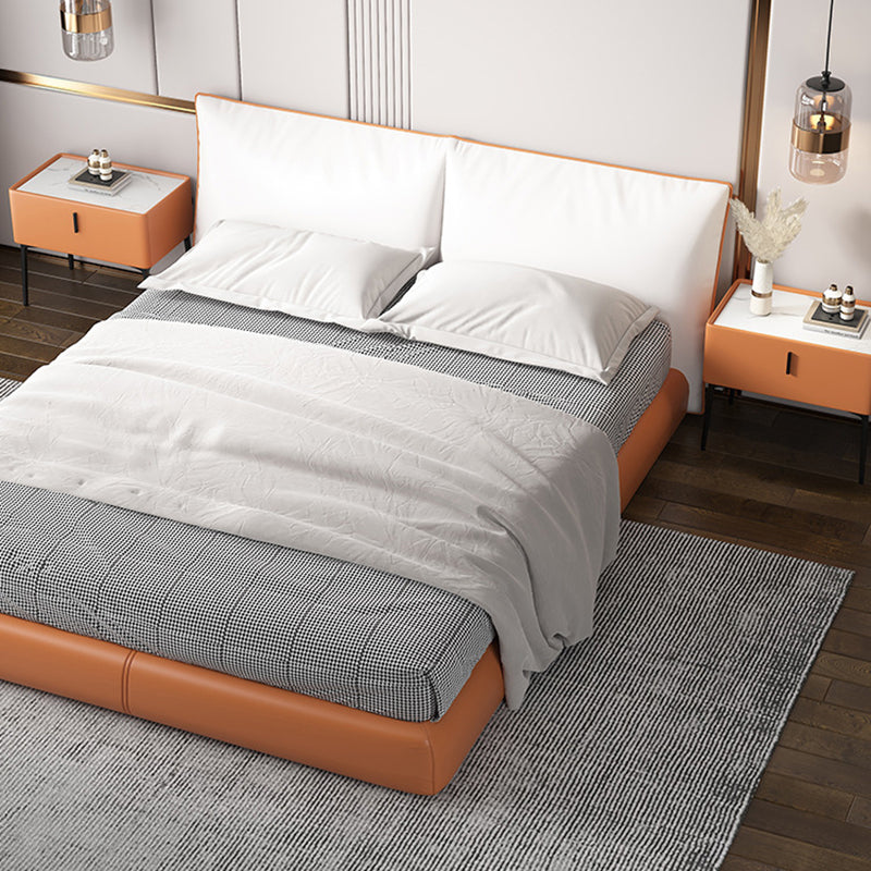 Scandinavian Wood Nightstand Wireless Charging — With Mobile Phone Wireless Charging / Orange