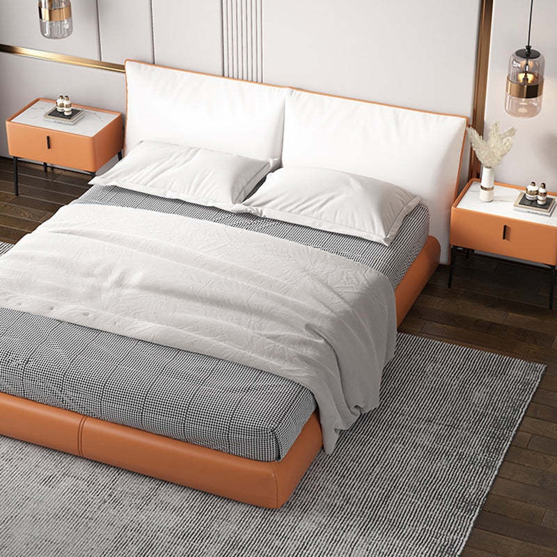 Scandinavian Wood Nightstand Wireless Charging — With Mobile Phone Wireless Charging / Orange