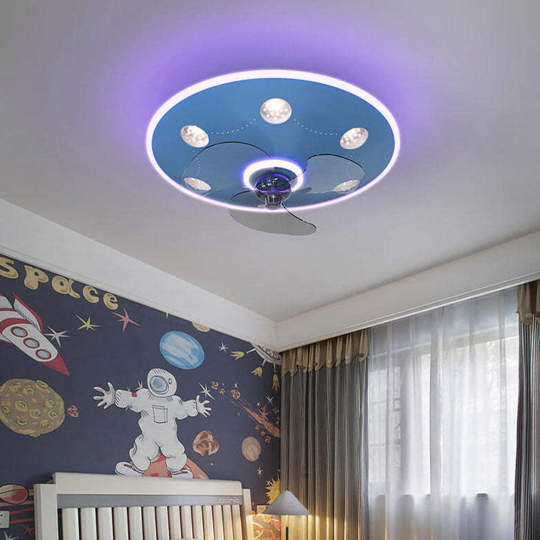 Modern UFO Iron Flush Mount Ceiling Fan Light