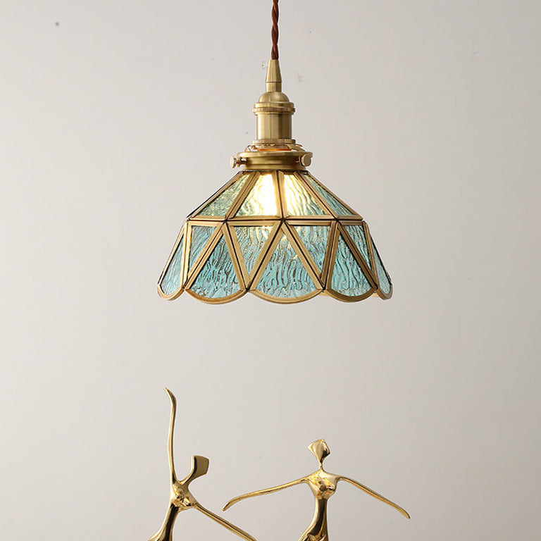 Lighom nordic cone pattern brass pendant lighting — Amber / 220V-240V (UK/AU)