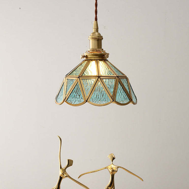 Lighom nordic cone pattern brass pendant lighting — Amber / 220V-240V (UK/AU)