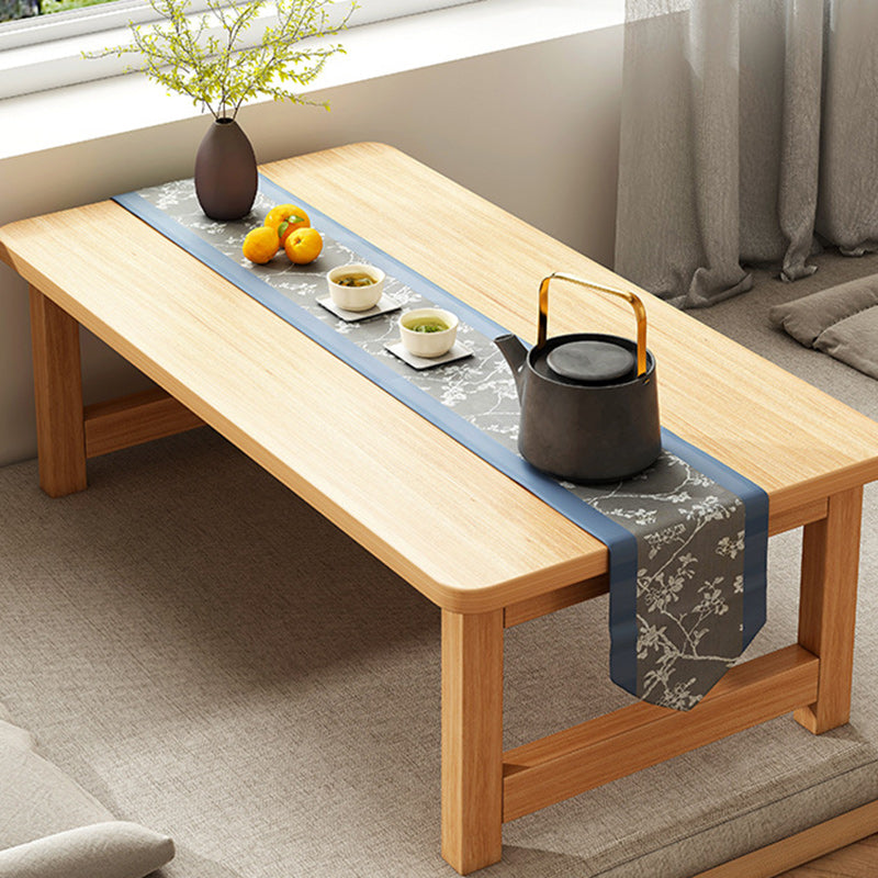 Minimalist Foldable Solid Wood Coffee Table — Wood Color