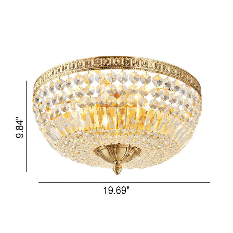 French Vintage Crystal Round 3/5/9-Light Flush Mount