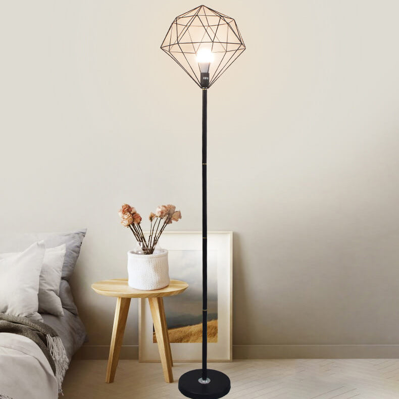 Contemporary Iron Hollow Diamond Floor Lamp