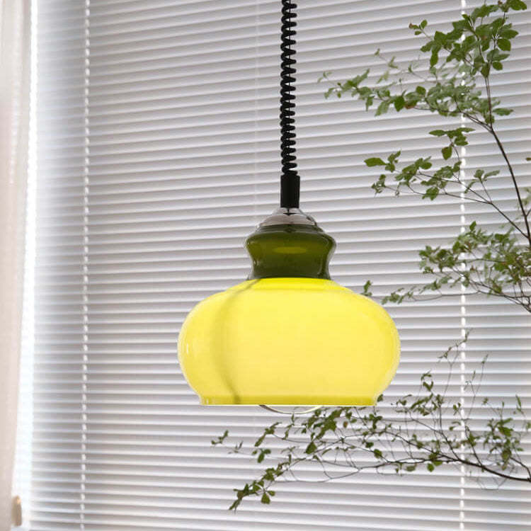 French Vintage Glass Gourd Pendant Light — Orange / 110V-120V For US/CA