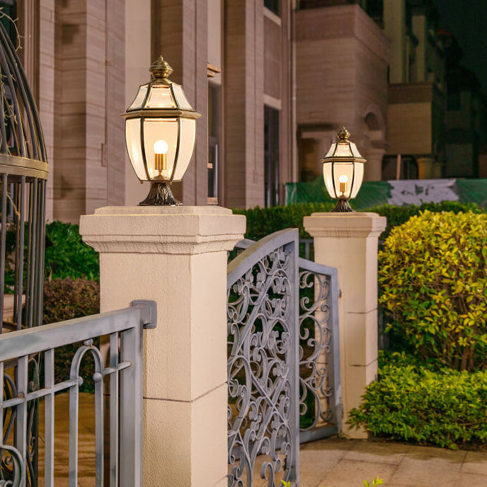 European Copper Clear Glass Lantern Post Landscape Light