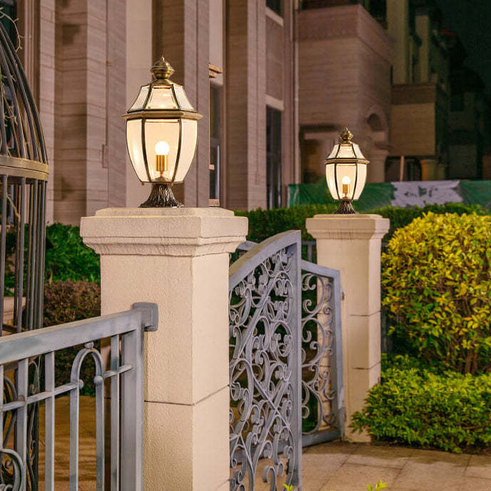 European Copper Clear Glass Lantern Post Landscape Light
